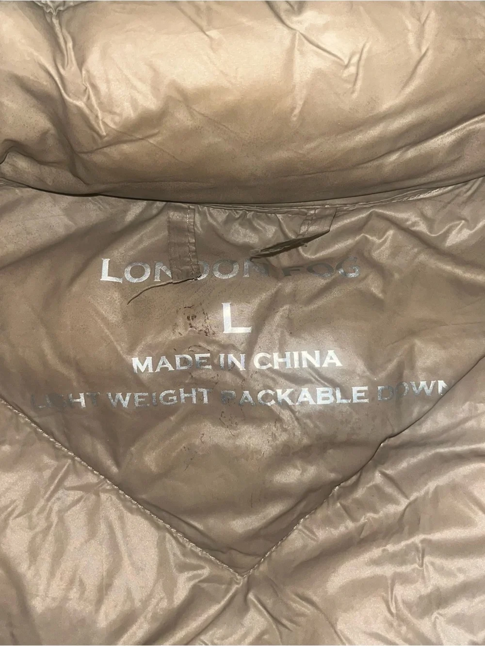 London Fog Quilted Hooded Puffer Jacket - Taupe